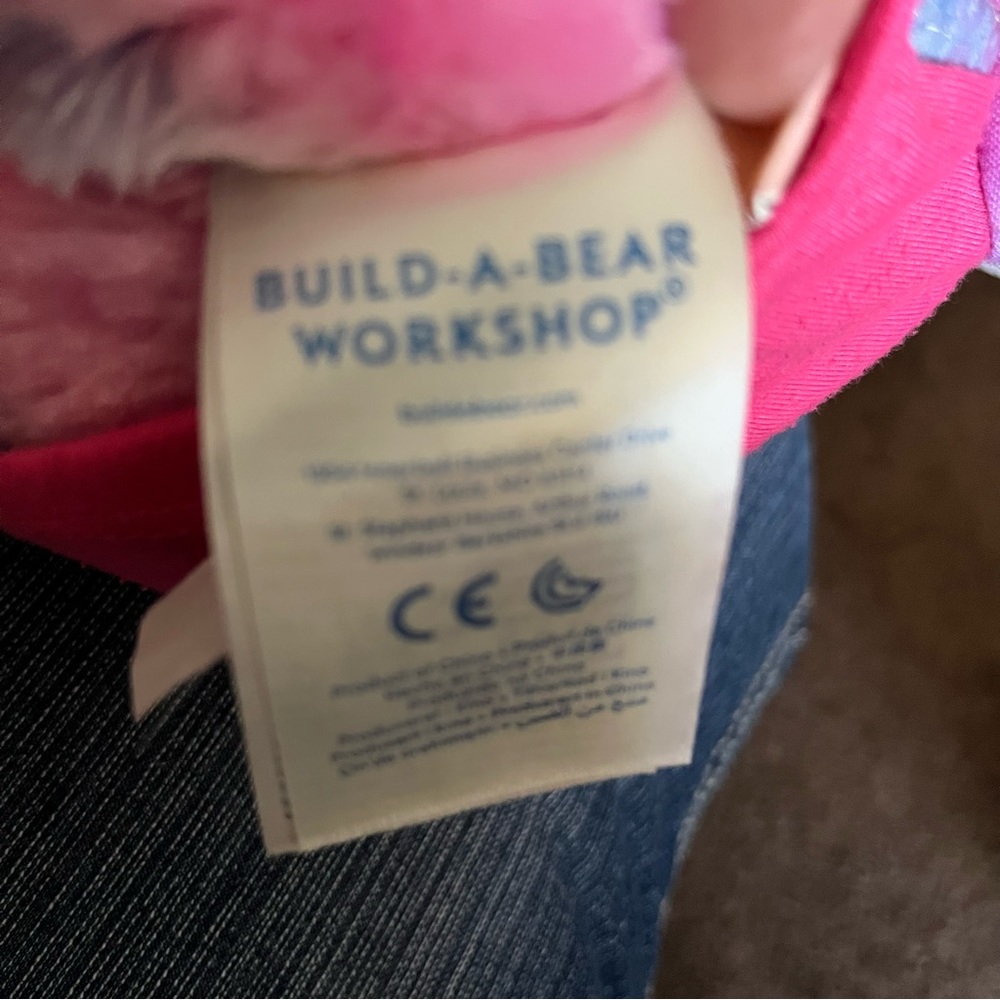 17” Build a Bear Pastel Tie Dye Pink Big Eyes Plush Hearts